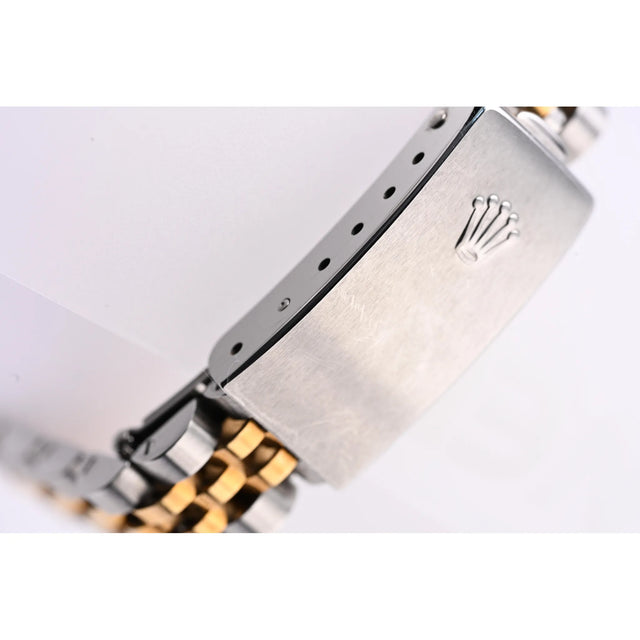 Rolex Lady-Datejust Jubile-Armband mit Oysterclasp-Faltschliesse und Rolex-Krone, Detailaufnahme