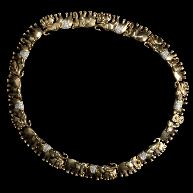 Exklusives Elefanten-Collier – 18K Gold mit Diamant-Besatz