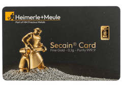 Heimerle + Meule Secain Card mit 0,1g Feingold Barren Reinheit 999.9 in edler schwarzer Blisterkarte