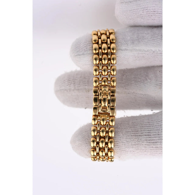 Chopard Damenuhr, massives 18K Gelbgold-Armband, Detailaufnahme