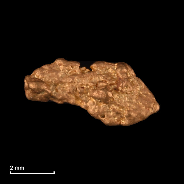 Goldnugget Nr. 26-0229 mit Maßstab: 6,1 × 3,1 mm bei 0,13 g