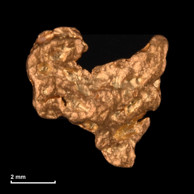 Goldnugget Nr. 26-0197 mit Maßstab: 6,3 × 6,3 mm bei 0,24 g