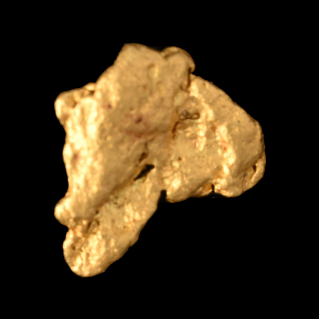 Goldnugget aus Leonora, Westaustralien, 0,26 g, Unikat Nr. 26-0342, freigestellt vor schwarzem Grund