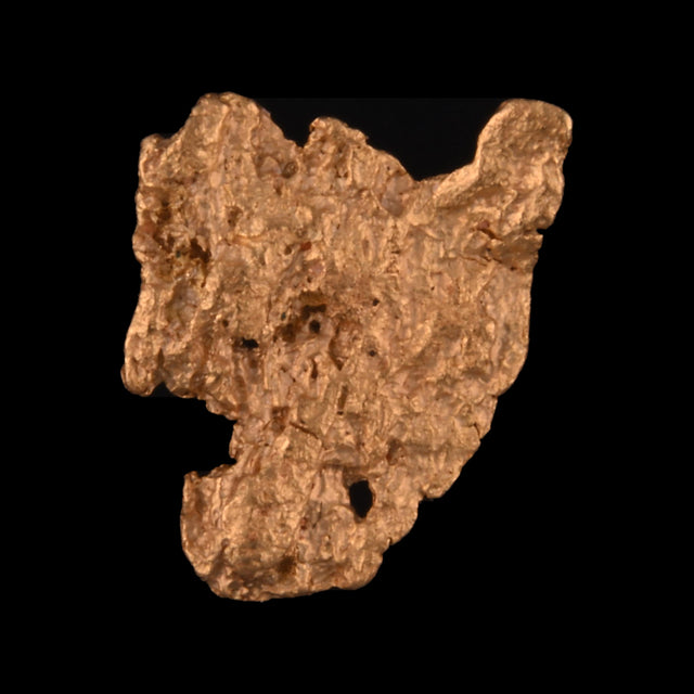 Goldnugget aus Leonora, Westaustralien, 0,32 g, Unikat Nr. 26-0215, freigestellt vor schwarzem Grund