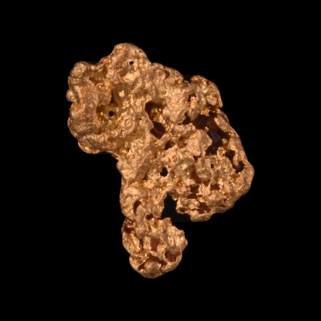 Goldnugget aus Leonora, Westaustralien, 0,33 g, Unikat Nr. 26-0194, freigestellt vor schwarzem Grund