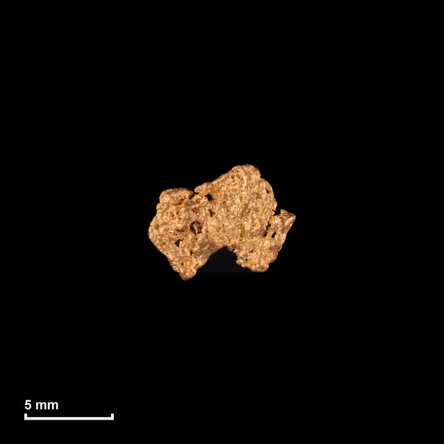 Goldnugget Nr. 26-0086 mit Maßstab: 8,2 × 6,5 mm bei 0,35 g