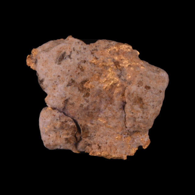 Goldnugget aus Leonora, Westaustralien, 0,36 g, Unikat Nr. 26-0292, freigestellt vor schwarzem Grund