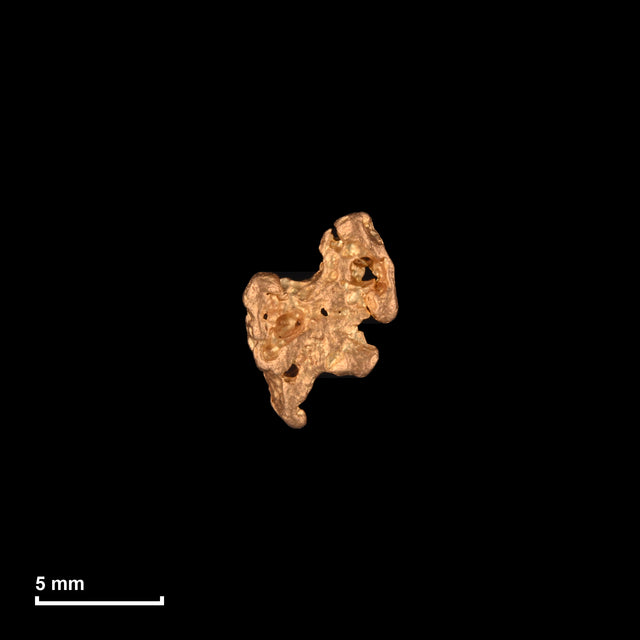 Goldnugget Nr. 26-0054 mit Maßstab: 8,3 × 6,0 mm bei 0,37 g