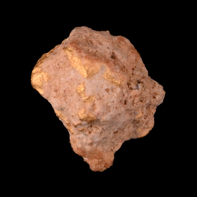Goldnugget aus Leonora, Westaustralien, 0,37 g, Unikat Nr. 26-0317, freigestellt vor schwarzem Grund