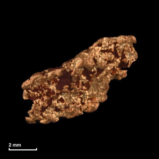 Goldnugget Nr. 26-0195 mit Maßstab: 8,2 × 6,3 mm bei 0,41 g