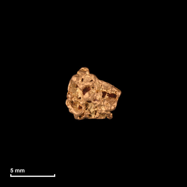 Goldnugget Nr. 26-0078 mit Maßstab: 6,2 × 5,8 mm bei 0,44 g