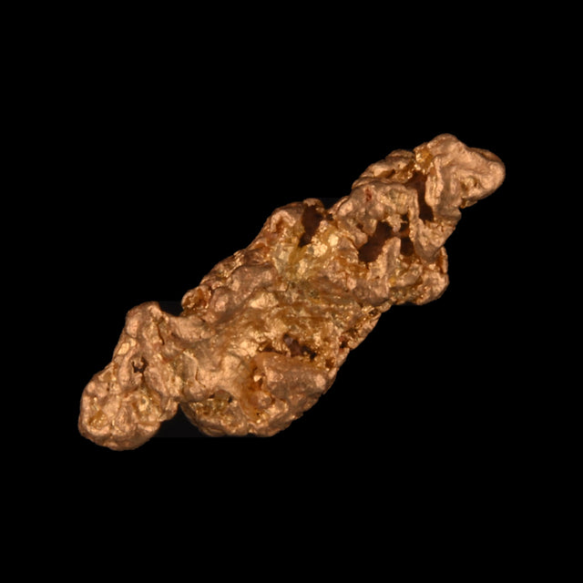 Goldnugget aus Leonora, Westaustralien, 0,44 g, Unikat Nr. 26-0209, freigestellt vor schwarzem Grund