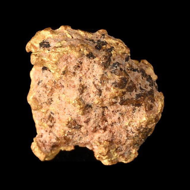 Goldnugget aus Leonora, Westaustralien, 0,45 g, Unikat Nr. 26-0301, freigestellt vor schwarzem Grund