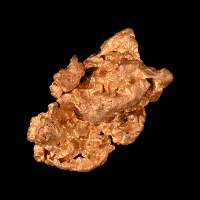 Goldnugget aus Leonora, Westaustralien, 0,48 g, Unikat Nr. 26-0322, freigestellt vor schwarzem Grund