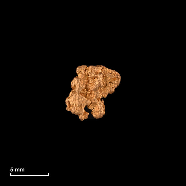 Goldnugget Nr. 26-0052 mit Maßstab: 7,2 × 7,2 mm bei 0,52 g