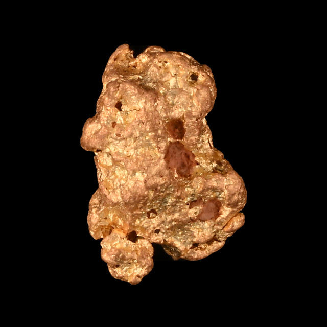 Goldnugget aus Leonora, Westaustralien, 0,54 g, Unikat Nr. 26-0318, freigestellt vor schwarzem Grund