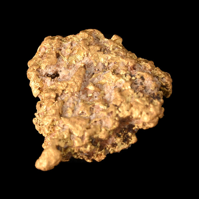 Goldnugget aus Leonora, Westaustralien, 0,56 g, Unikat Nr. 26-0285, freigestellt vor schwarzem Grund