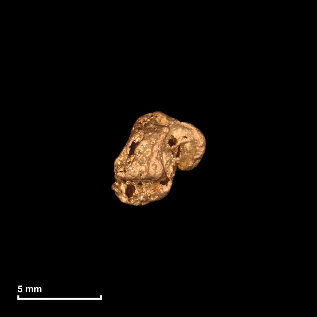 Goldnugget Nr. 26-0053 mit Maßstab: 5,5 × 5,5 mm bei 0,58 g
