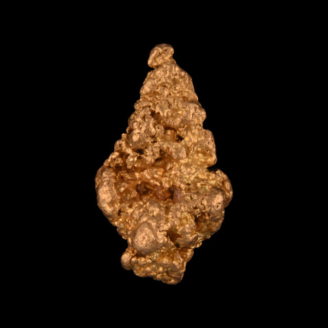 Goldnugget aus Leonora, Westaustralien, 0,58 g, Unikat Nr. 26-0144, freigestellt vor schwarzem Grund