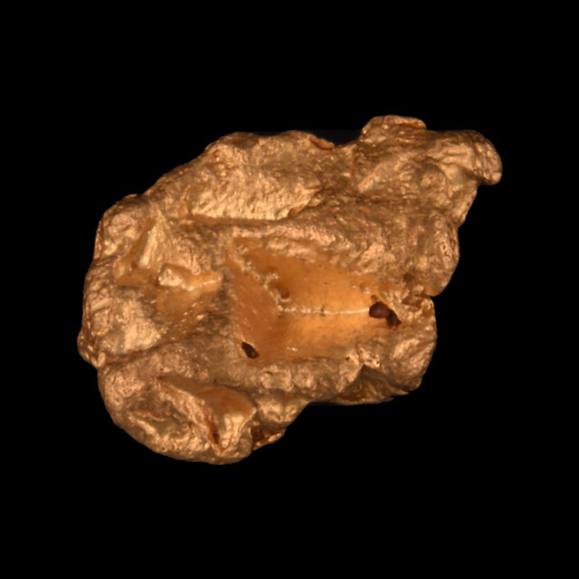 Goldnugget aus Leonora, Westaustralien, 0,58 g, Unikat Nr. 26-0153, freigestellt vor schwarzem Grund