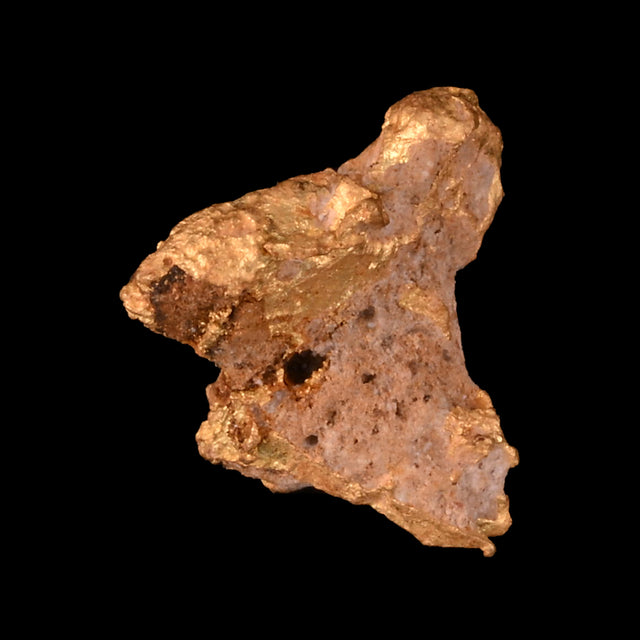 Goldnugget aus Leonora, Westaustralien, 0,58 g, Unikat Nr. 26-0324, freigestellt vor schwarzem Grund