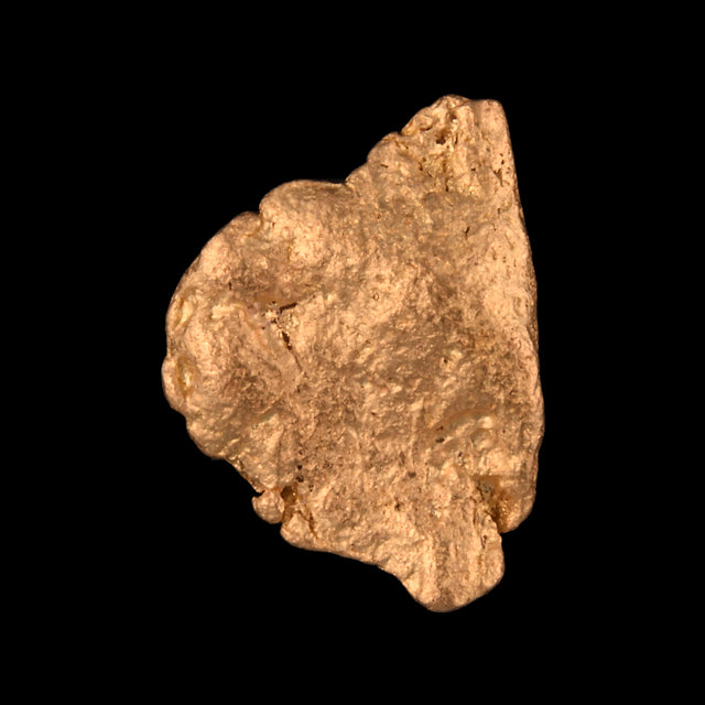 Goldnugget aus Leonora, Westaustralien, 0,60 g, Unikat Nr. 26-0130, freigestellt vor schwarzem Grund