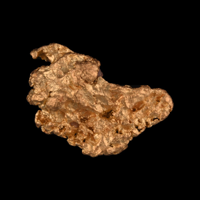 Goldnugget aus Leonora, Westaustralien, 0,62 g, Unikat Nr. 26-0135, freigestellt vor schwarzem Grund