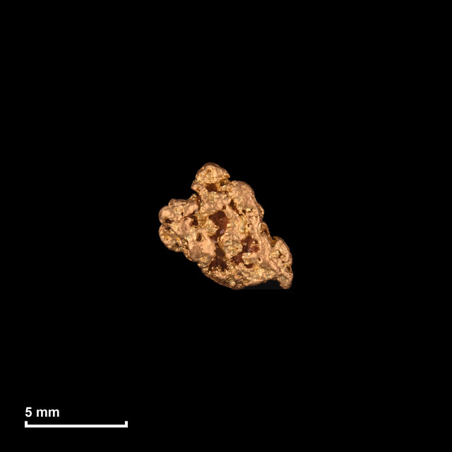 Goldnugget Nr. 26-0075 mit Maßstab: 6,5 × 6,1 mm bei 0,63 g