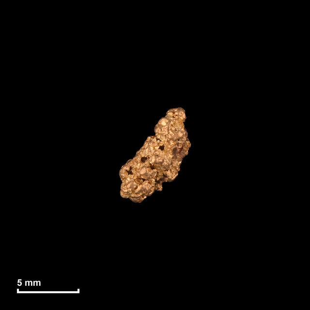 Goldnugget Nr. 26-0080 mit Maßstab: 7,6 × 5,7 mm bei 0,63 g