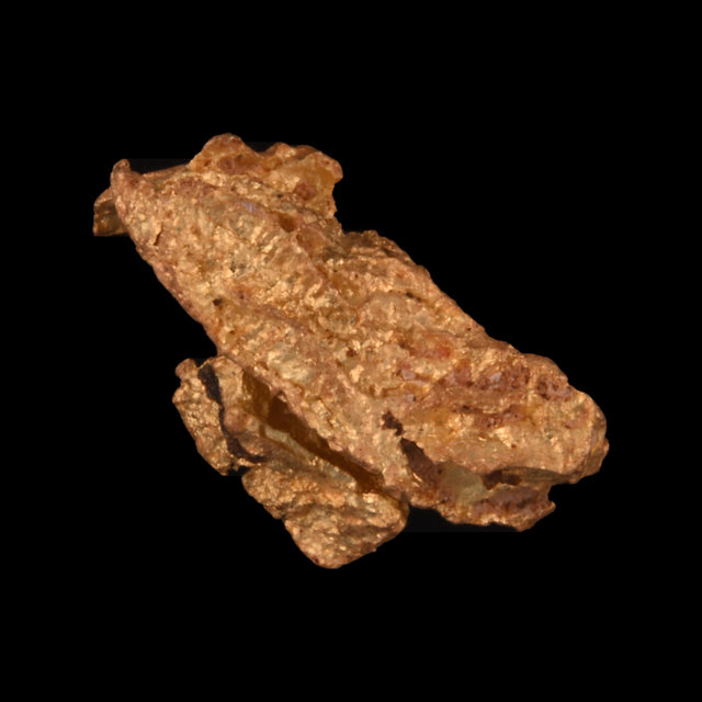 Goldnugget aus Leonora, Westaustralien, 0,63 g, Unikat Nr. 26-0286, freigestellt vor schwarzem Grund