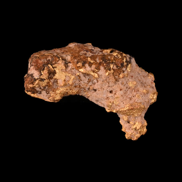 Goldnugget aus Leonora, Westaustralien, 0,64 g, Unikat Nr. 26-0307, freigestellt vor schwarzem Grund