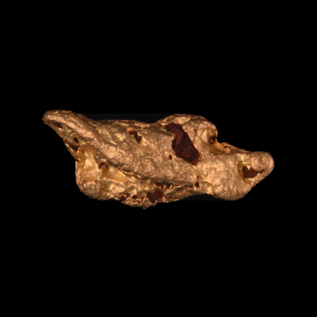 Goldnugget aus Leonora, Westaustralien, 0,65 g, Unikat Nr. 26-0191, freigestellt vor schwarzem Grund