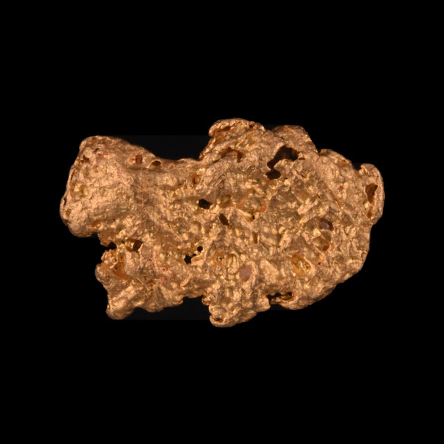Goldnugget aus Leonora, Westaustralien, 0,65 g, Unikat Nr. 26-0214, freigestellt vor schwarzem Grund