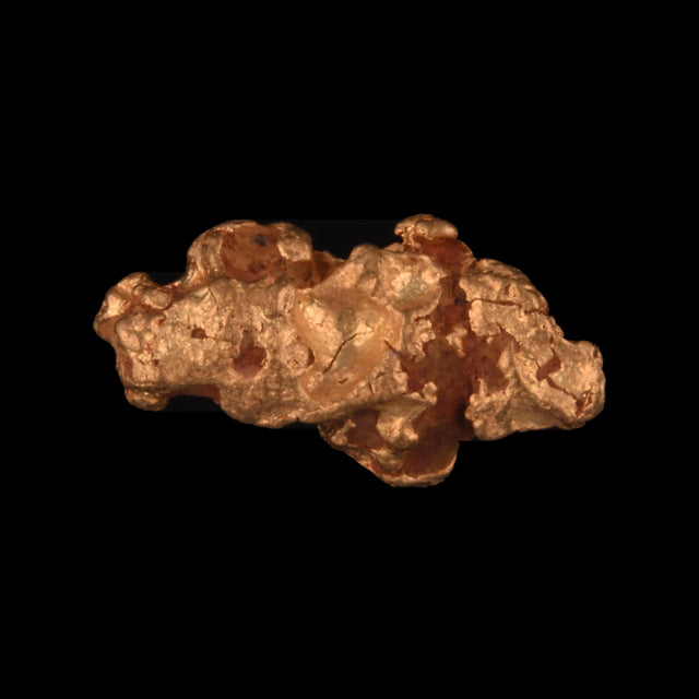 Goldnugget aus Leonora, Westaustralien, 0,67 g, Unikat Nr. 26-0179, freigestellt vor schwarzem Grund