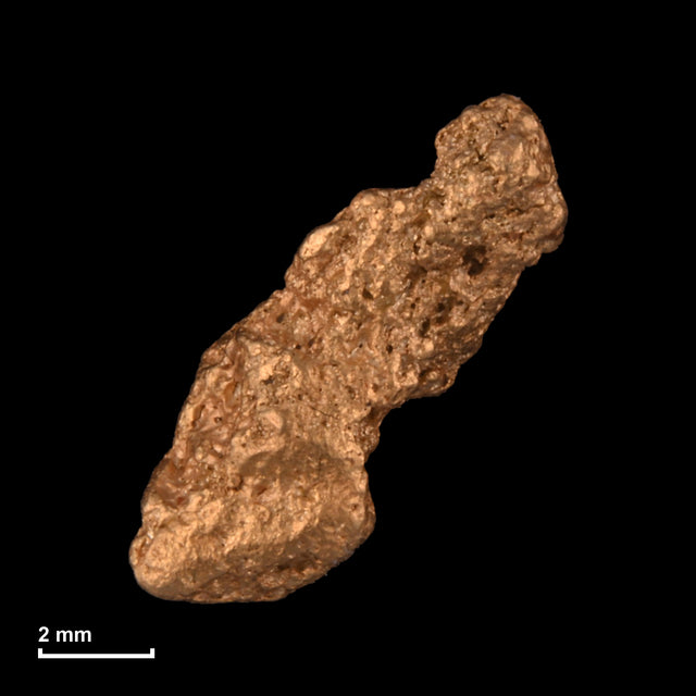 Goldnugget Nr. 26-0219 mit Maßstab: 8,8 × 7,6 mm bei 0,70 g