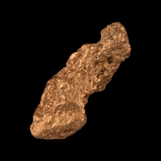 Goldnugget aus Leonora, Westaustralien, 0,70 g, Unikat Nr. 26-0219, freigestellt vor schwarzem Grund