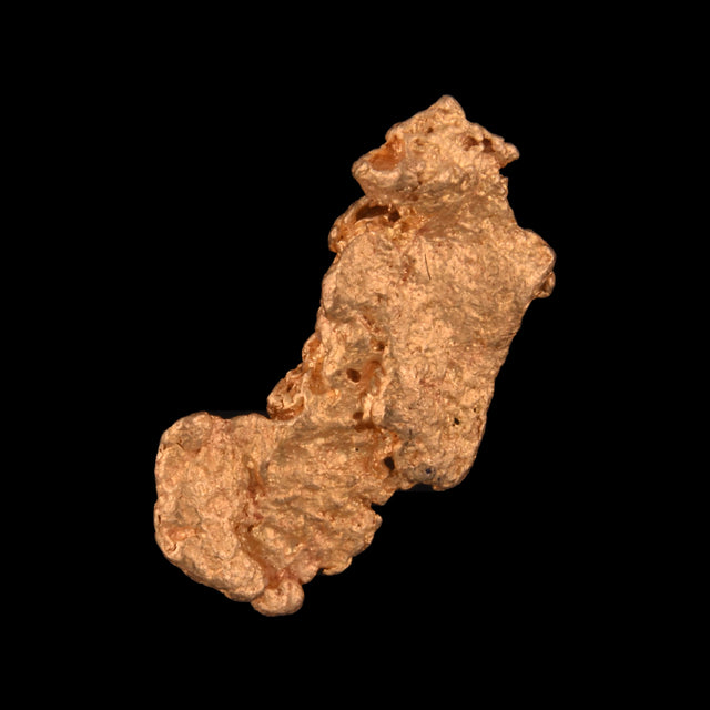 Goldnugget aus Leonora, Westaustralien, 0,72 g, Unikat Nr. 26-0121, freigestellt vor schwarzem Grund