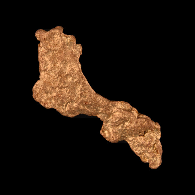 Goldnugget aus Leonora, Westaustralien, 0,77 g, Unikat Nr. 26-0296, freigestellt vor schwarzem Grund