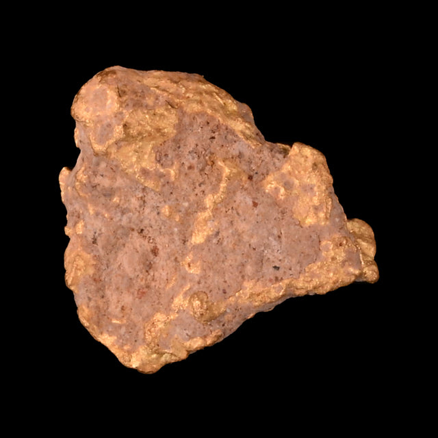 Goldnugget aus Leonora, Westaustralien, 0,78 g, Unikat Nr. 26-0334, freigestellt vor schwarzem Grund