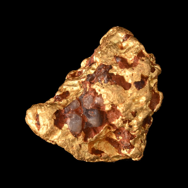 Goldnugget aus Leonora, Westaustralien, 0,81 g, Unikat Nr. 26-0187, freigestellt vor schwarzem Grund