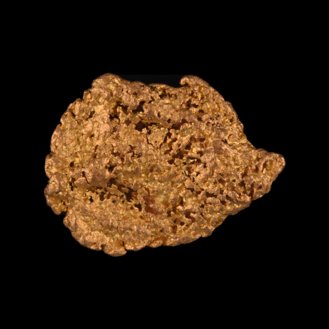Goldnugget aus Leonora, Westaustralien, 0,84 g, Unikat Nr. 26-0236, freigestellt vor schwarzem Grund