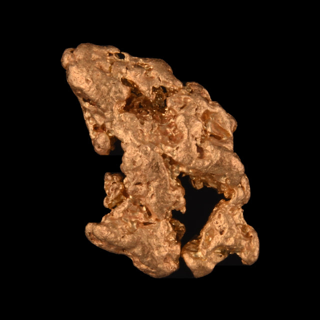 Goldnugget aus Leonora, Westaustralien, 0,85 g, Unikat Nr. 26-0157, freigestellt vor schwarzem Grund
