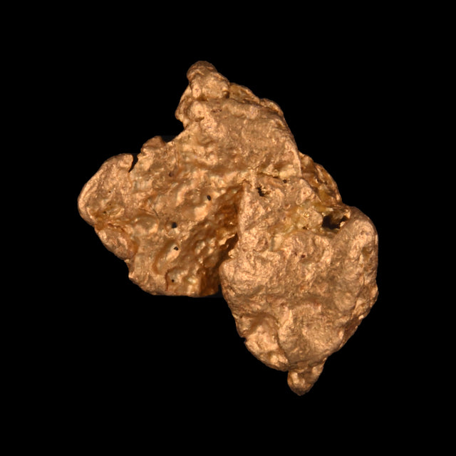 Goldnugget aus Leonora, Westaustralien, 0,87 g, Unikat Nr. 26-0129, freigestellt vor schwarzem Grund