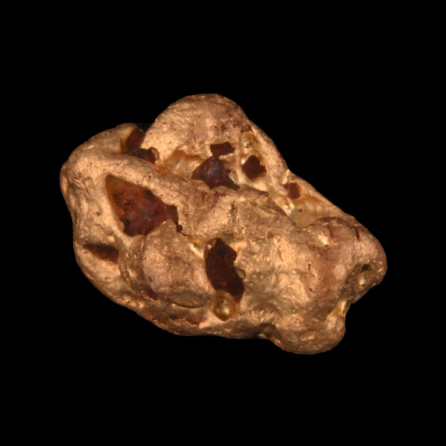 Goldnugget aus Leonora, Westaustralien, 0,91 g, Unikat Nr. 26-0154, freigestellt vor schwarzem Grund