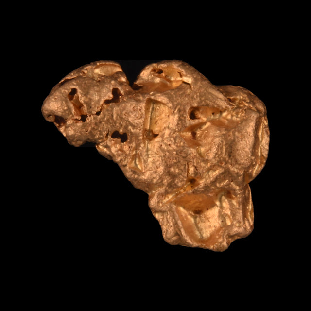 Goldnugget aus Leonora, Westaustralien, 0,93 g, Unikat Nr. 26-0169, freigestellt vor schwarzem Grund