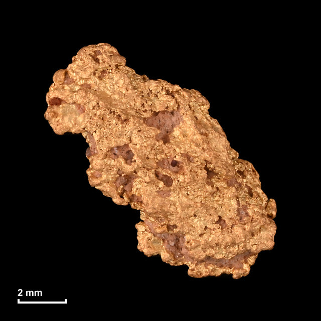 Goldnugget Nr. 26-0330 mit Maßstab: 9,6 × 9,5 mm bei 0,96 g