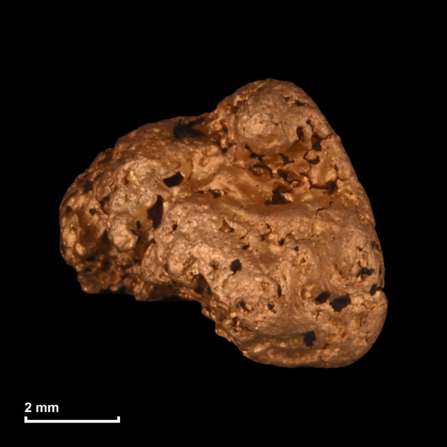 Goldnugget Nr. 26-0161 mit Maßstab: 6,9 × 6,1 mm bei 1,05 g