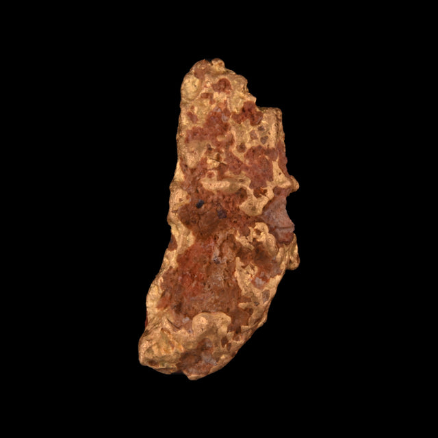 Goldnugget aus Leonora, Westaustralien, 1,12 g, Unikat Nr. 26-0264, freigestellt vor schwarzem Grund