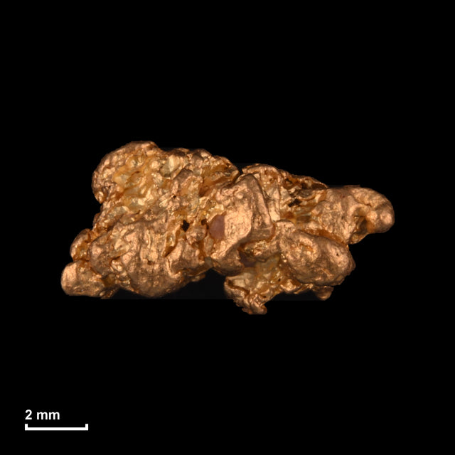 Goldnugget Nr. 26-0241 mit Maßstab: 10,6 × 5,5 mm bei 1,18 g