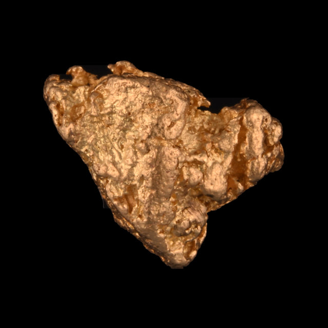 Goldnugget aus Leonora, Westaustralien, 1,23 g, Unikat Nr. 26-0138, freigestellt vor schwarzem Grund
